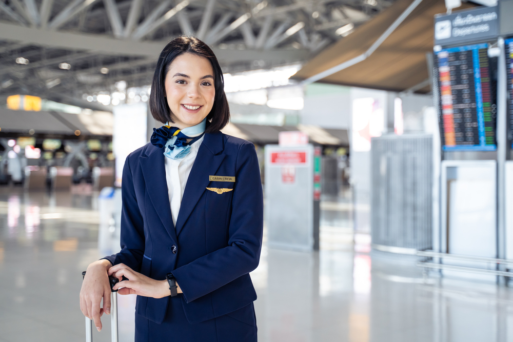 flight attendant in airport
