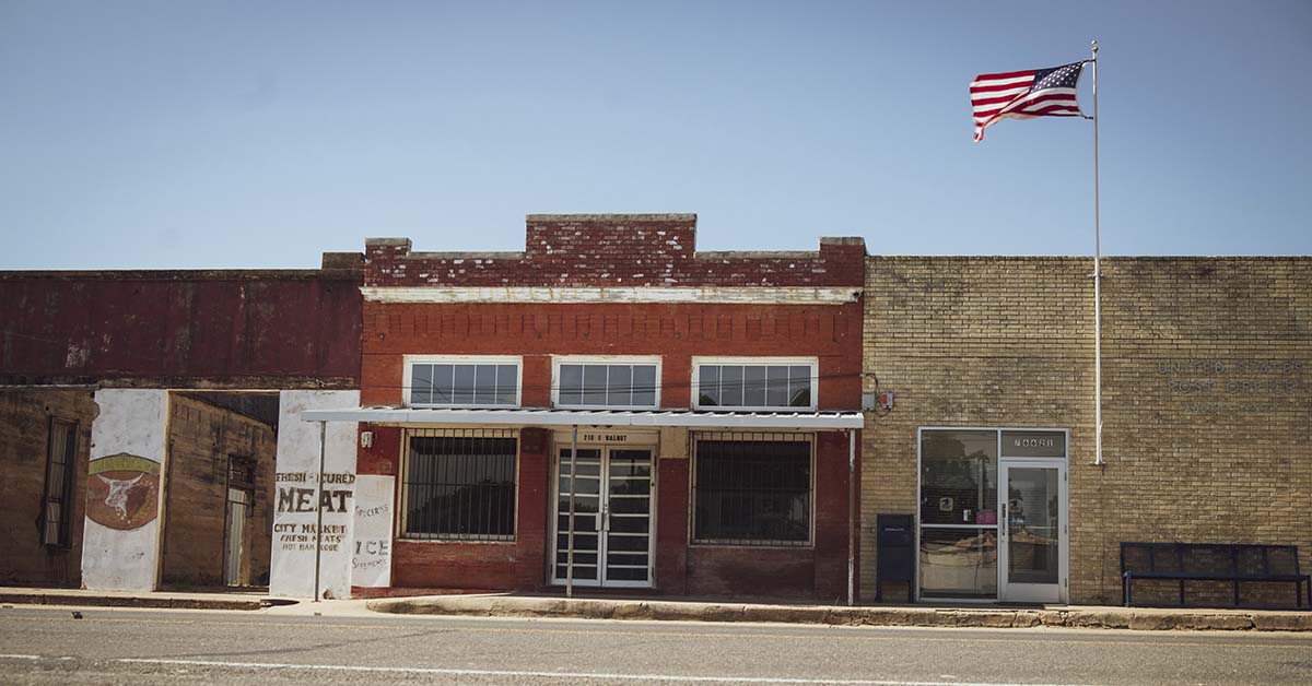 Facade of a building in a small US Town