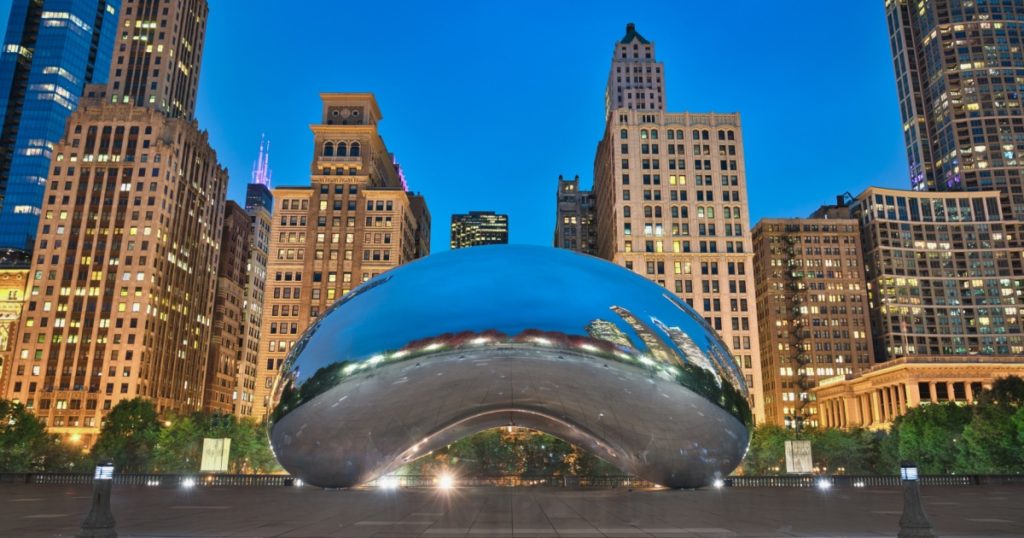 Photo of the Millenium Park at the blue hour time