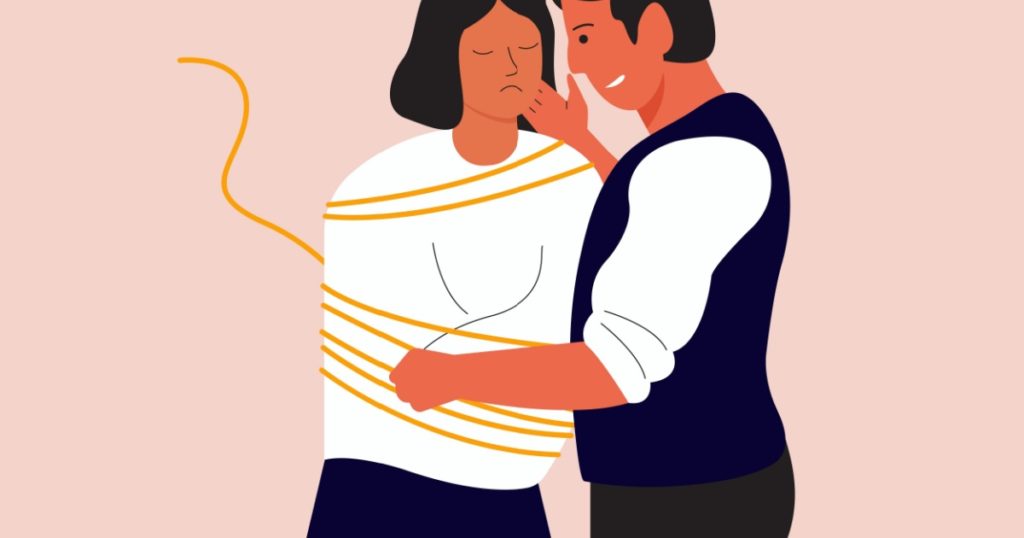 Toxic relationship concept illustration. Violence against women.
