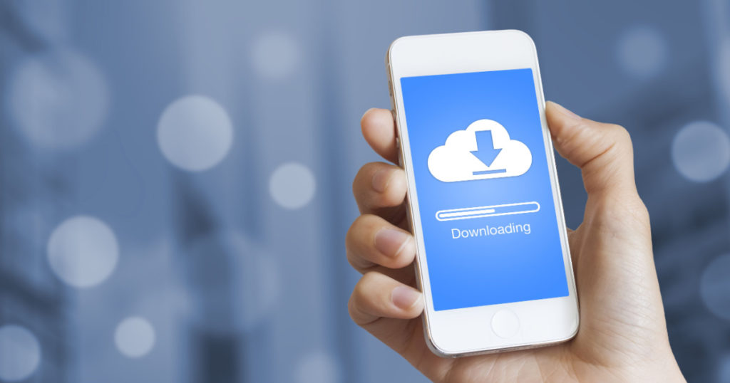 Cloud download to mobile phone from stored data on server