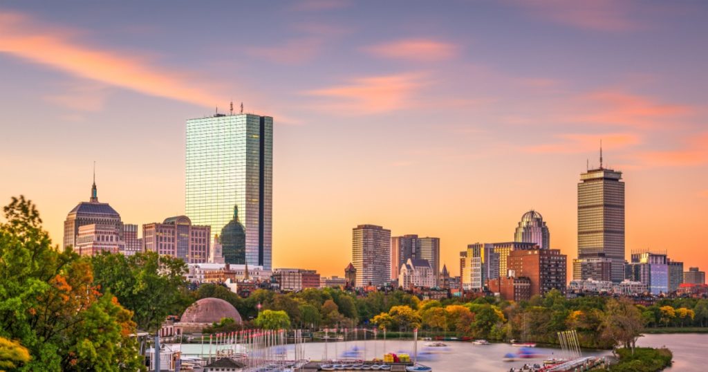 Boston, Massachusetts, USA skyline at dawn.