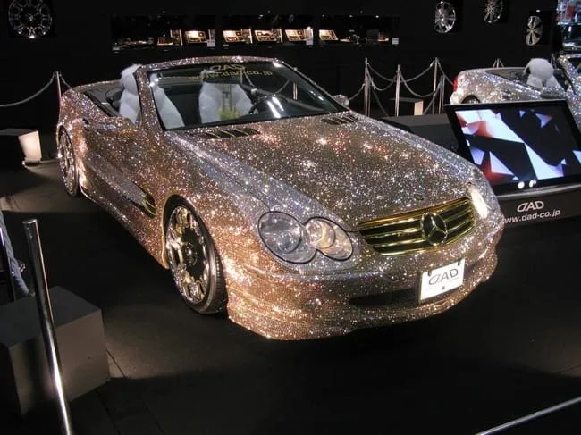 nothing beats a diamond-encrusted Mercedes to announce your opulence loud and clear.