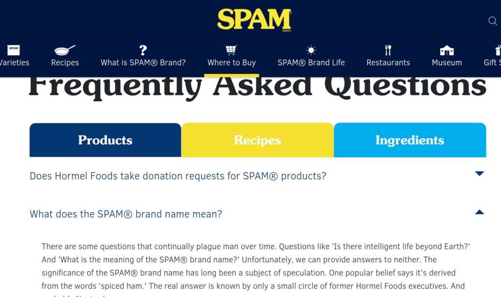 SPAM FAQ page