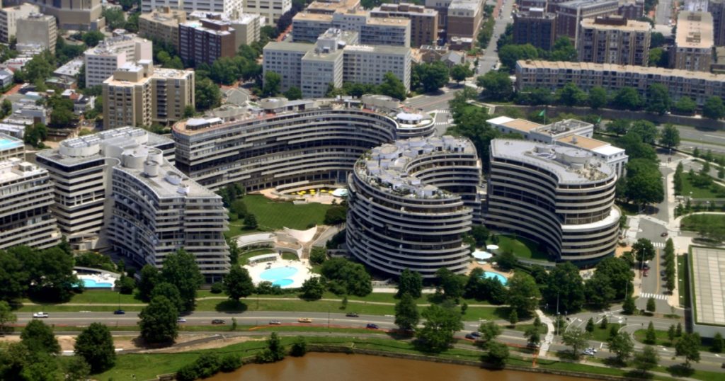 The Watergate complex is an office-apartment-hotel complex built in 1967 in northwest Washington D.C., on the Potomac River, best known for the Watergate Scandal of President Nixon.