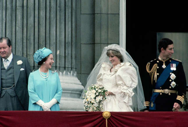 The Queen and Princess Diana being lighthearted.