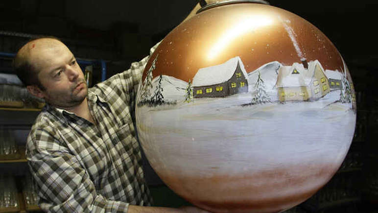 Franz Paternosta, with the largest Christmas Tree Decoration.