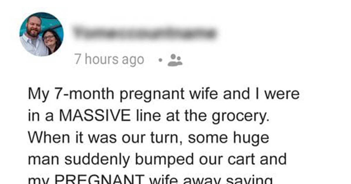 Rude Man Purposely Bumps Into A Pregnant Woman In Line Only To Get