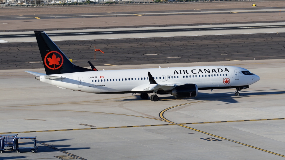 Phoenix Sky Harbor Airport 3-12-2022 Phoenix, AZ Air Canada Airlines Boeing 737-Max8 C-GMIU on taxiway C headed for a deparyure on 25R ak Sky Harbor International
