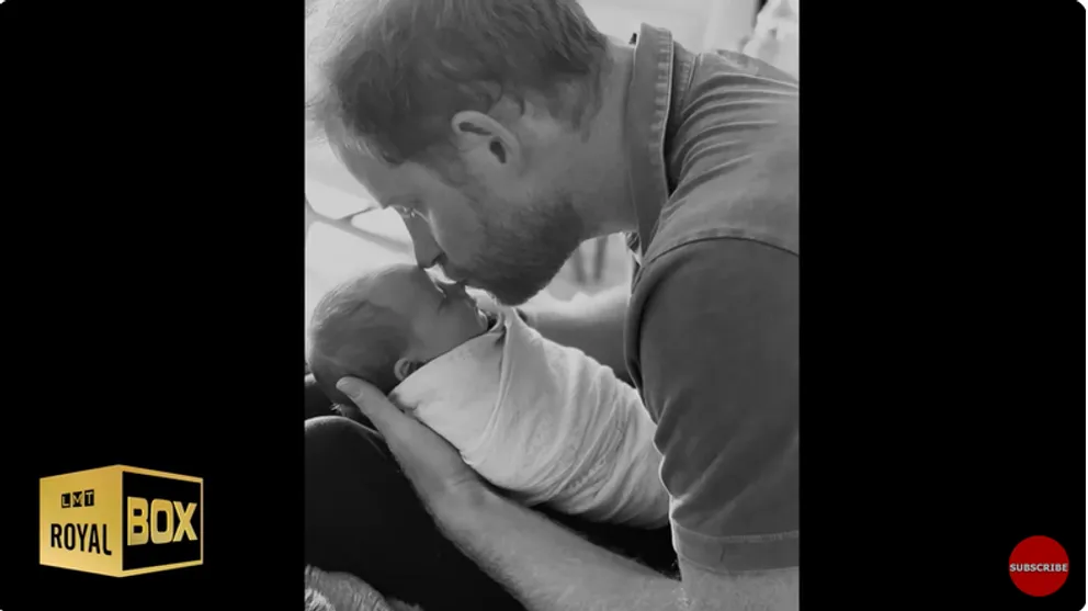 Prince Harry, Duke of Sussex holding Archie Harrison Mountbatten-Windsor at home from a YouTube video dated December 15, 2022