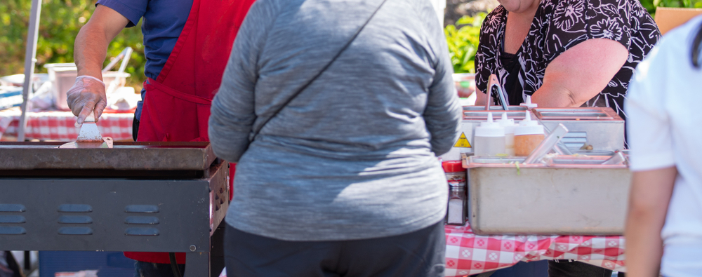 Overweight and obese people at the picknick