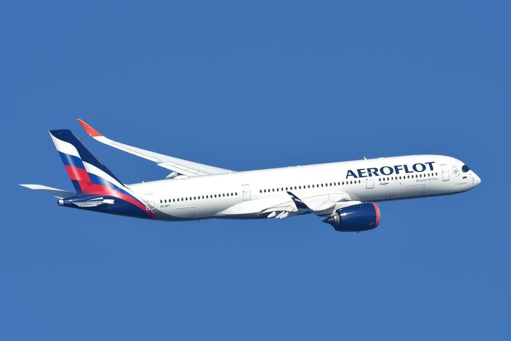 Tokyo, Japan - March 05, 2022:Aeroflot Airbus A350-900 (VQ-BFY) passenger plane.
