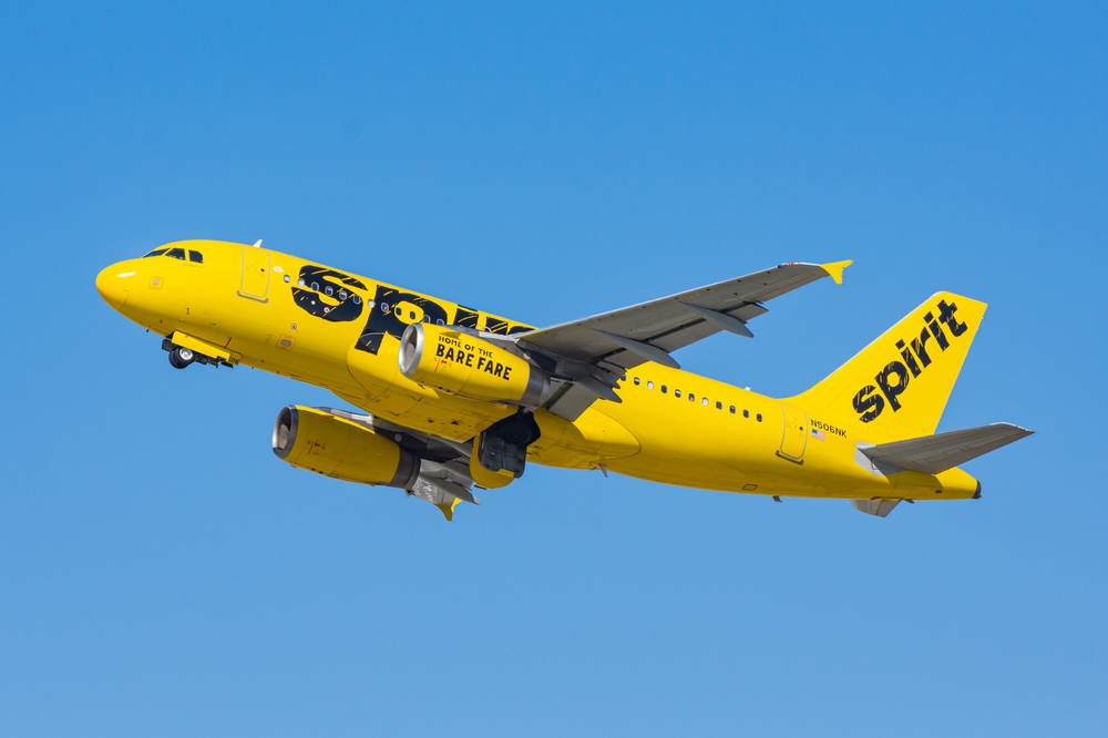 Los Angeles, California, USA - February 23, 2018: Spirit Airlines Airbus A319 is departing out of Los Angeles International Airport (LAX).
