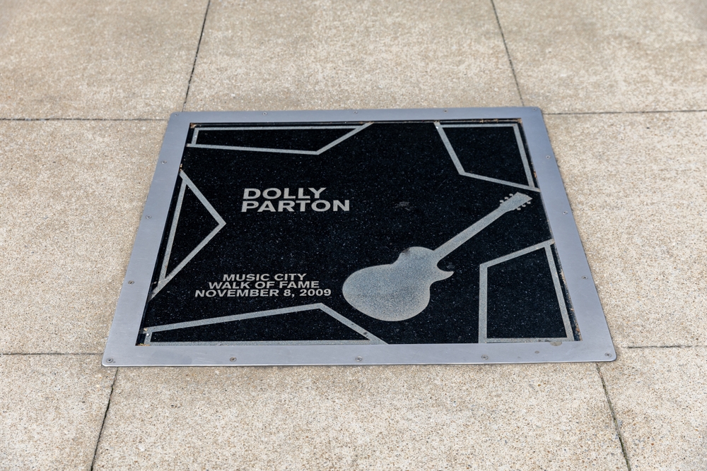 Nashville, TN - March 15, 2024: Dolly Parton star on the Music City Walk of Fame in Nashville, TN