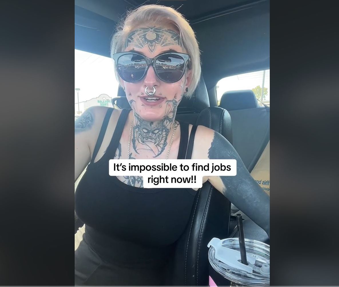 Clip of TikTok video with woman in a car wearing sunglasses. 