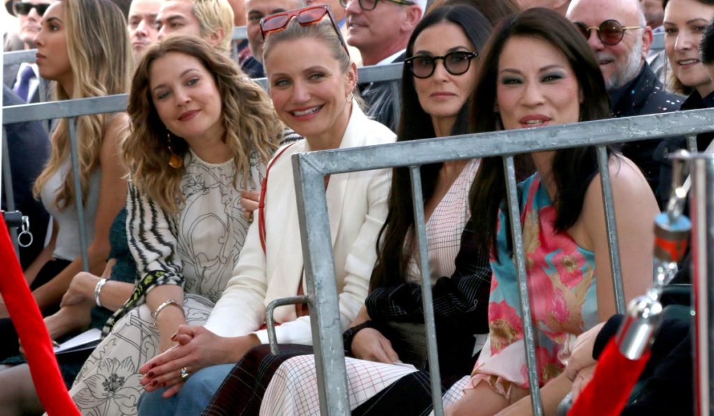 Drew Barrymore, Cameron Diaz, Demi Moore, Lucy Liu at the Lucy Liu Star Ceremony on the Hollywood Walk of Fame on May 1, 2019 in Los Angeles, CA