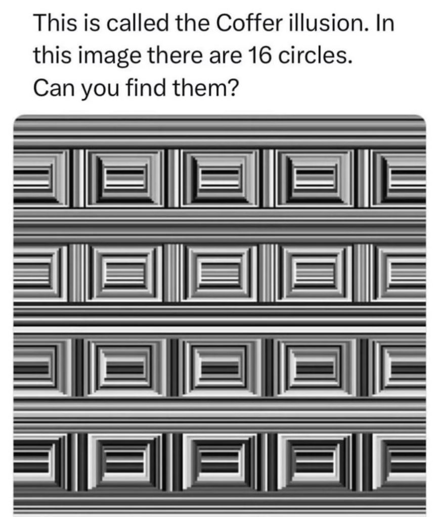 An optical illusion with text. 