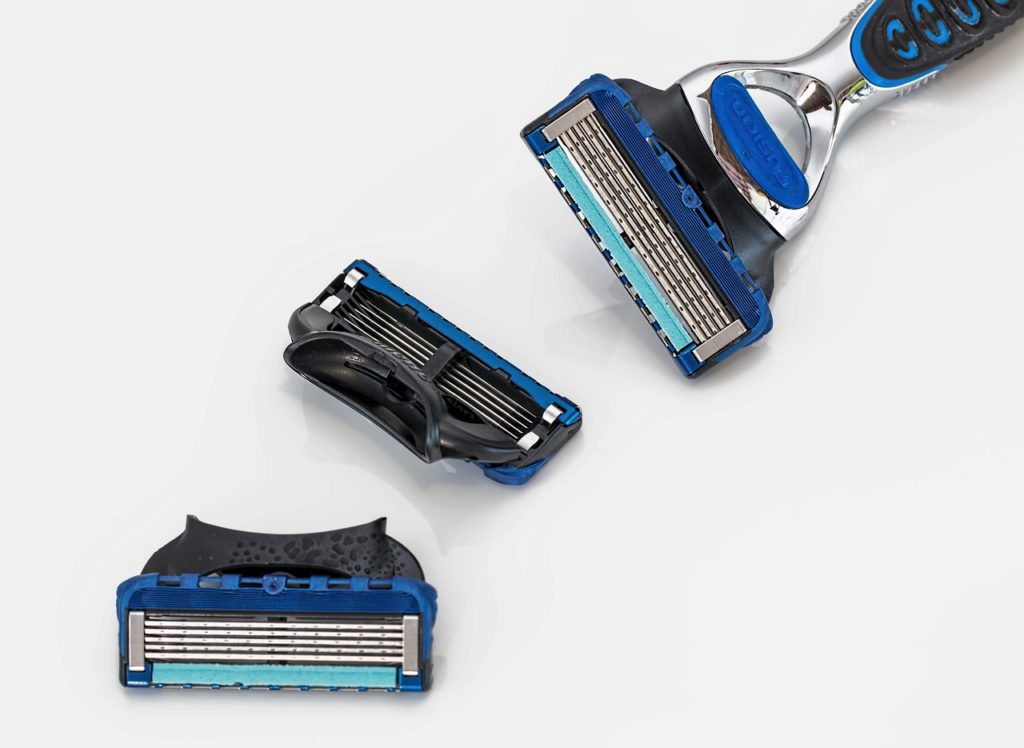 Disposable razor against a white background.