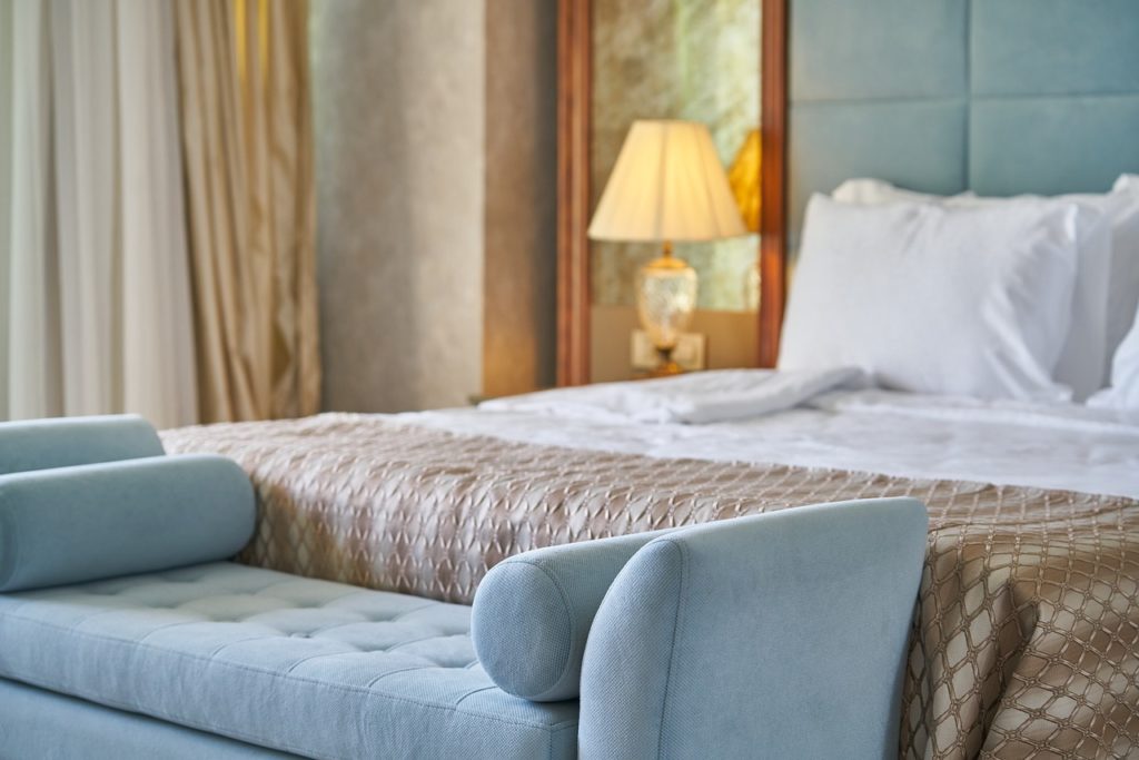 A hotel room.