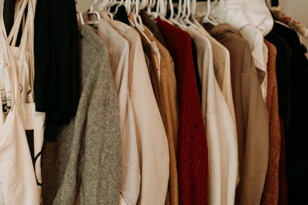 Clothes in a closet
