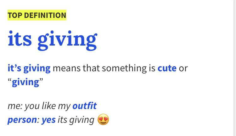 It's giving