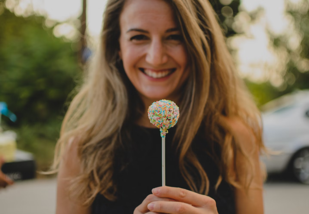 Woman with a lollipop