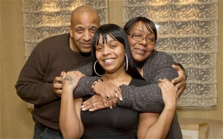 missing children - Carlina White (middle) with her biological parents Carl Tyson, and Joy White
