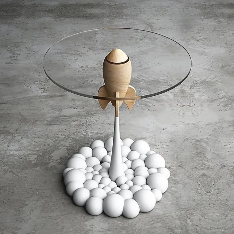 A spaceship-themed table
