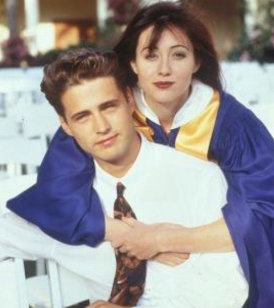 Jason Priestley, Doherty’s on-screen twin brother Brandon Walsh on “Beverly Hills, 90210,” posted a nostalgic photo from the show.