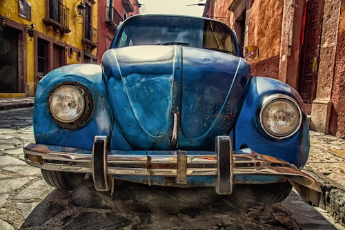 Blue antique car