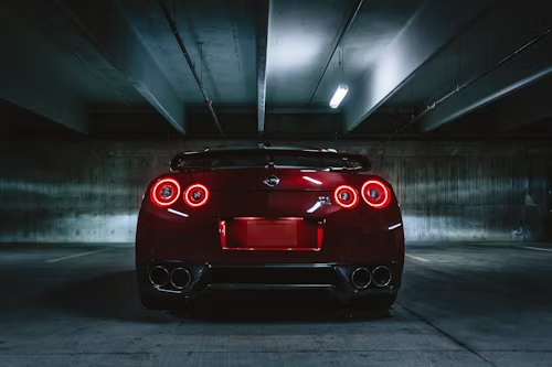 Taillights of a red car