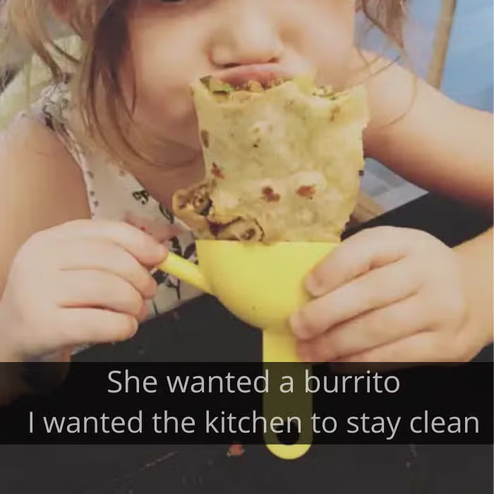 Child eating a burrito