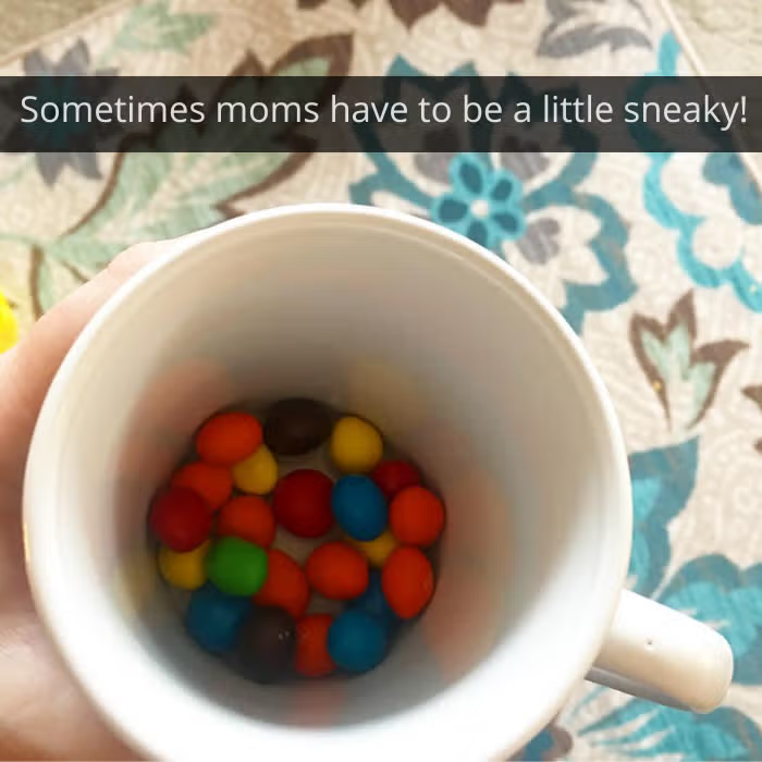 candy hidden at the bottom of a cup