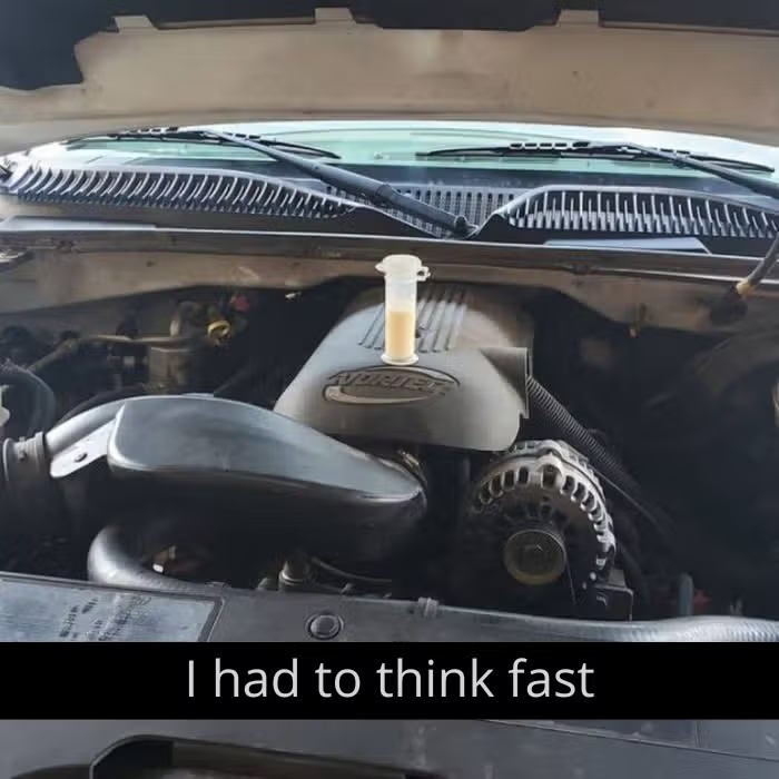 Car engine used to heat milk bottle