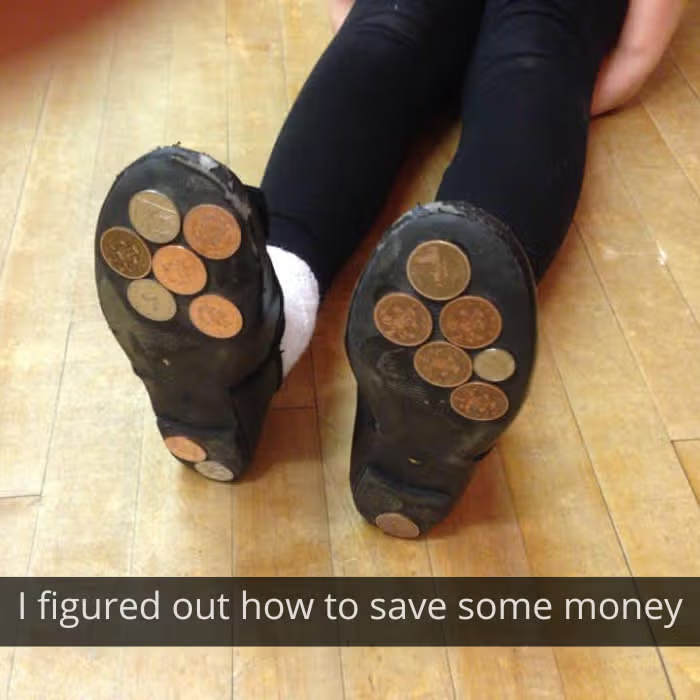 hiding pennies under the shoe