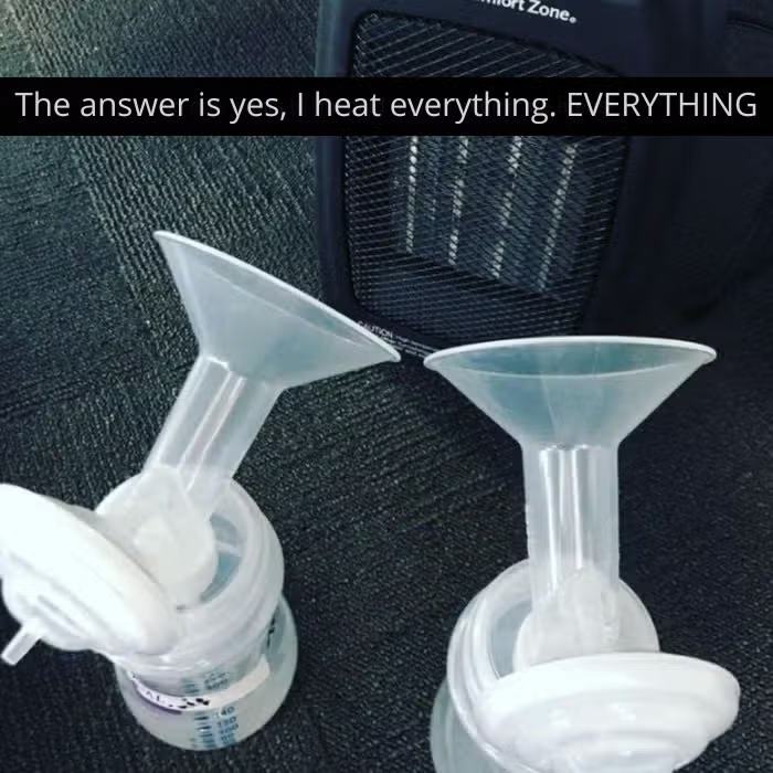 Warm breast pumper