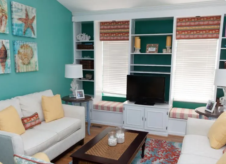 Shelves above the TV