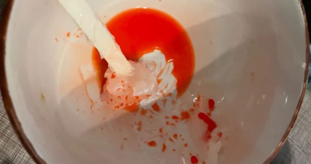 A mixing bowl of DIY lipgloss.