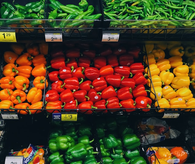vegetable selection in a grocery store