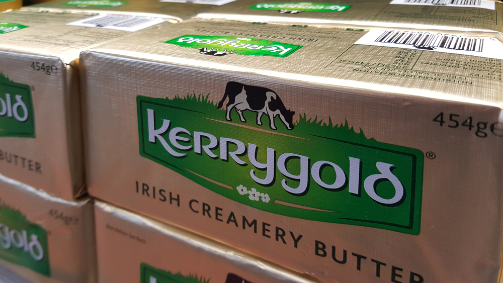 View of the Kerrygold, Irish creamery butter at store. Made from quality milk of grass fed cow, which contain higher fat and gives the butter a richer, more intense flavor