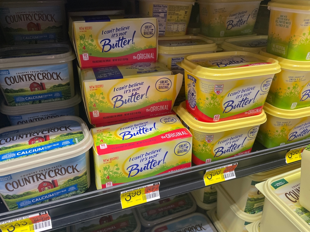 Augusta, Ga USA - 12 22 22: Walmart grocery store interior butter section I cant believe its not butter