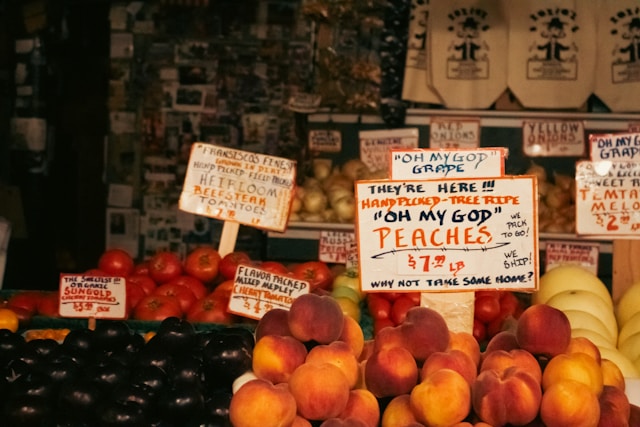 handpicked ripe peaches