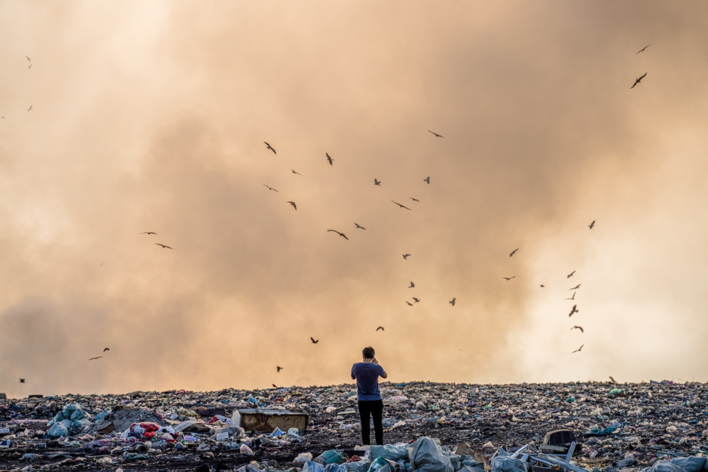 a landfill full of garbage