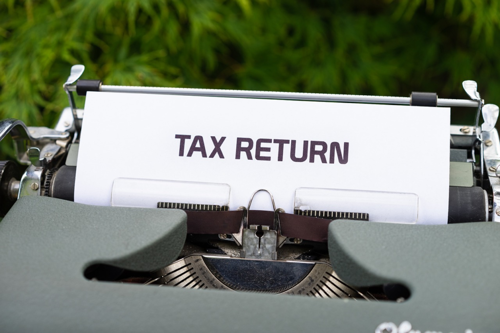 A Tax Return write up from a typewriter
