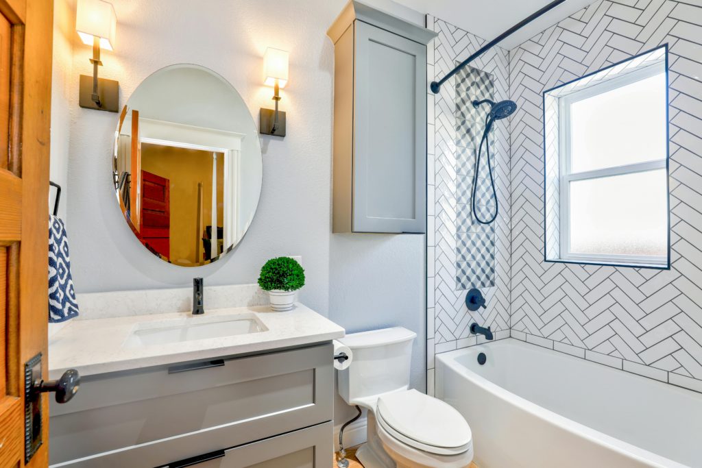 white tiled bathroom 