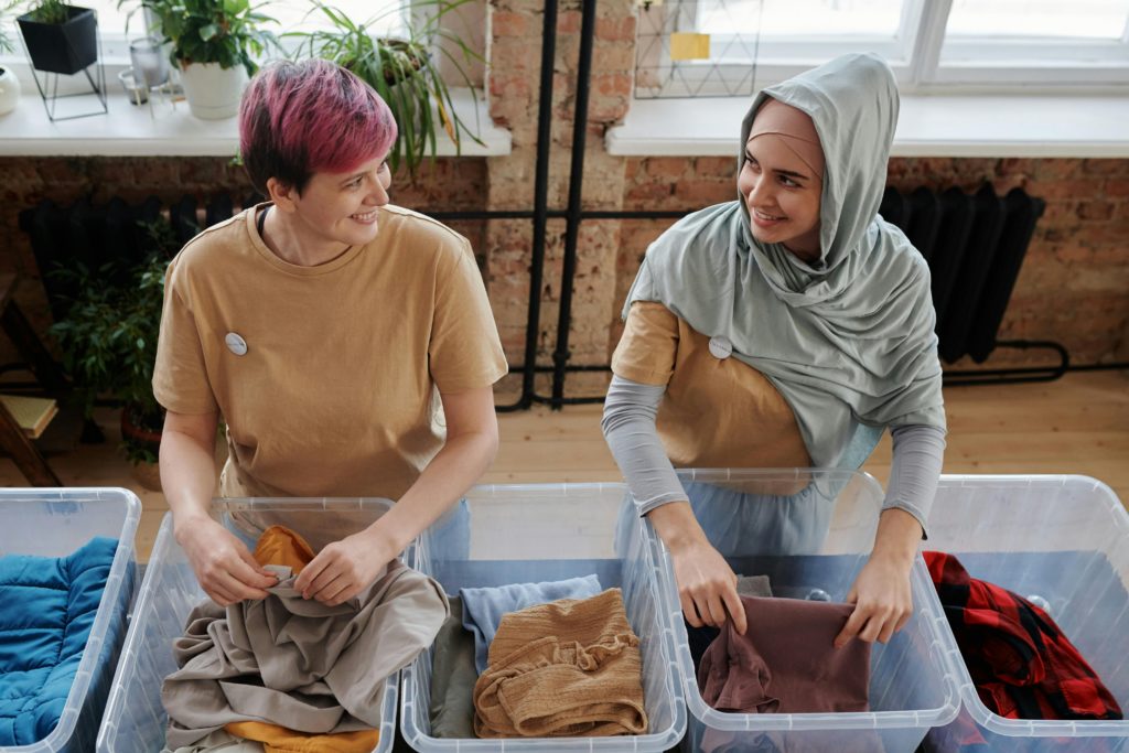 people donating their decluttered items