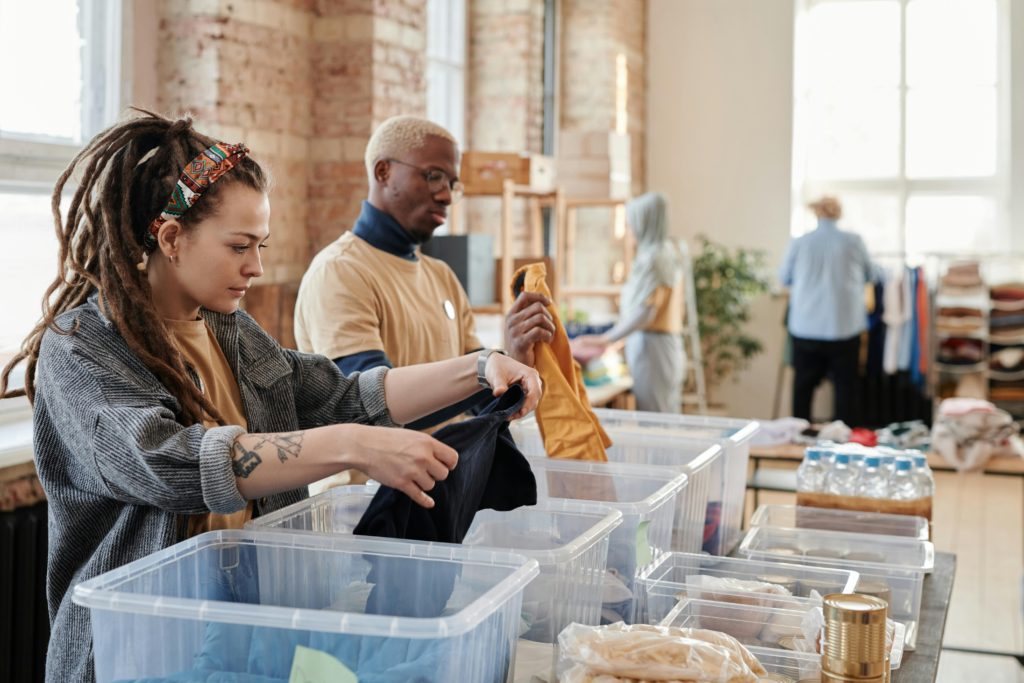 people donating their decluttered items