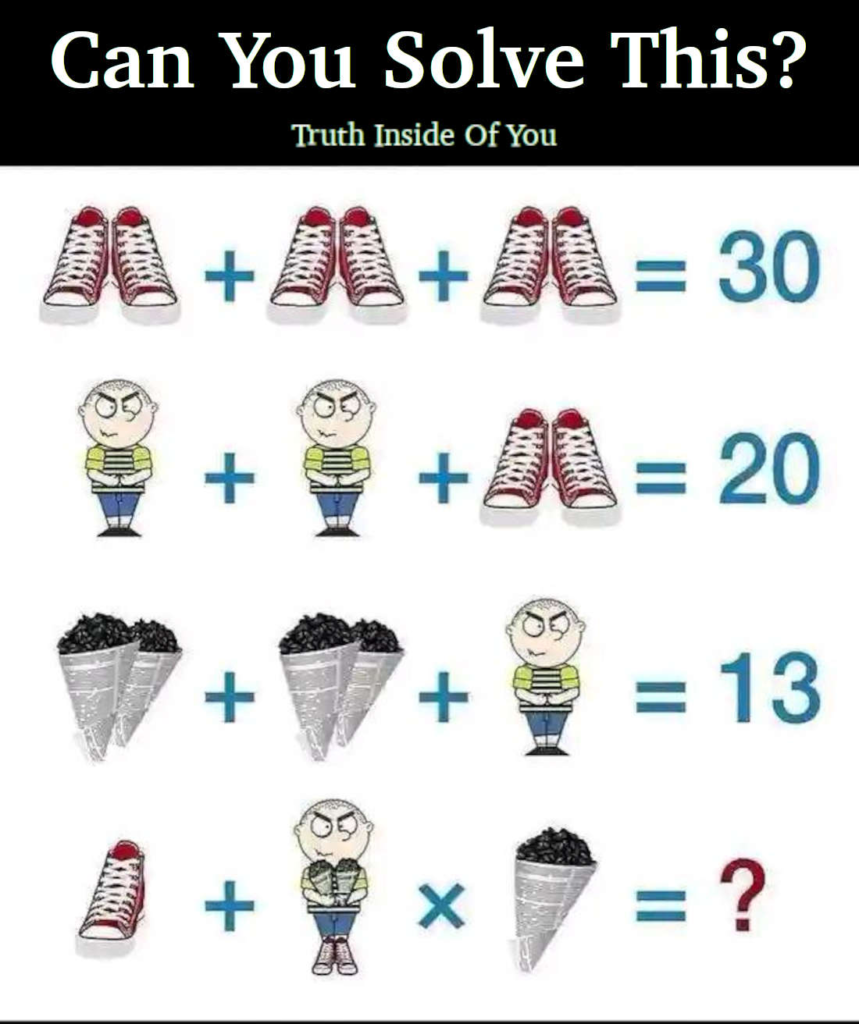 math problem about shoes, a boy, and cones 