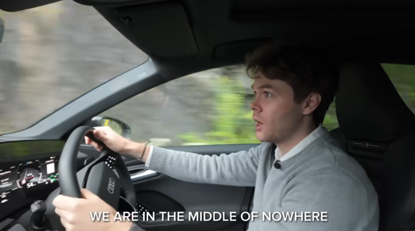 webb on his way to the loneliest restaurant in a car