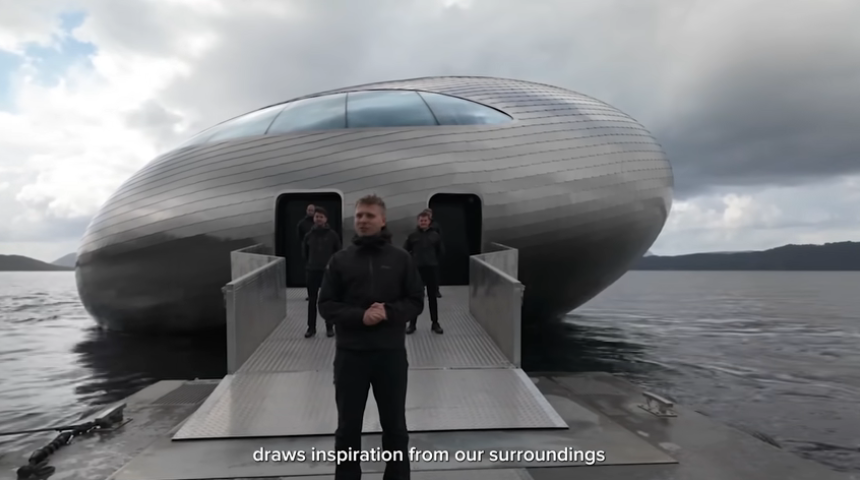 afterward, the guests moved to the top of a dome submerged 10 feet underwater.